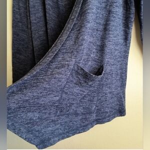 Sunday Heathered Blue Hooded Cardigan w/2 front pockets, Size L